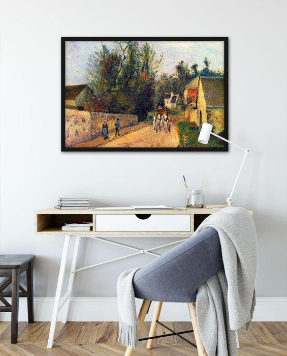 Camille Pissarro - La diligence route d'Ennery à l'Her, Poster mit Bilderrahmen