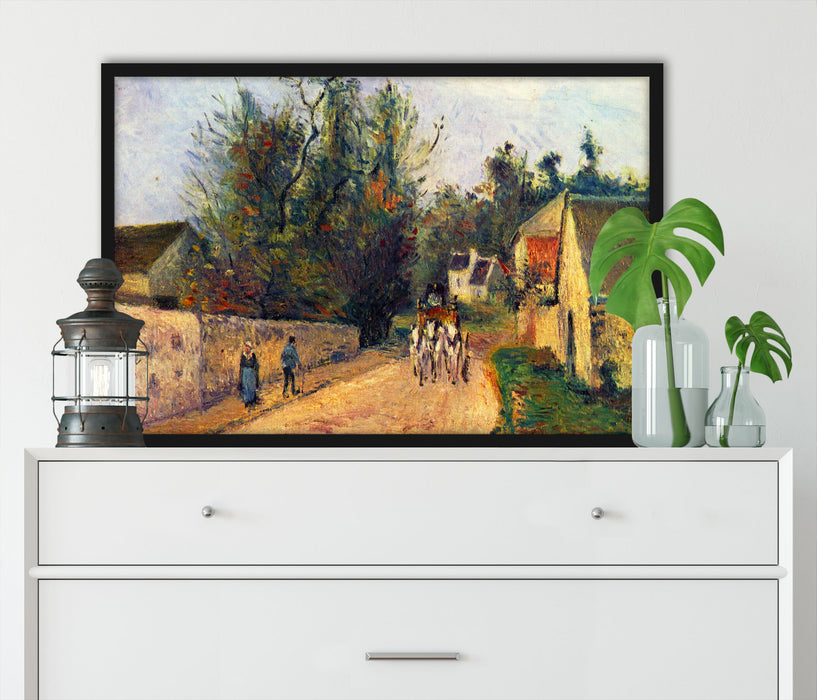 Camille Pissarro - La diligence route d'Ennery à l'Her, Poster mit Bilderrahmen