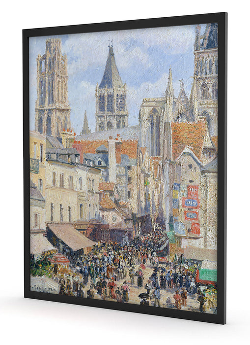 Camille Pissarro - Rouen Rue de l'Épicerie , Poster mit Bilderrahmen