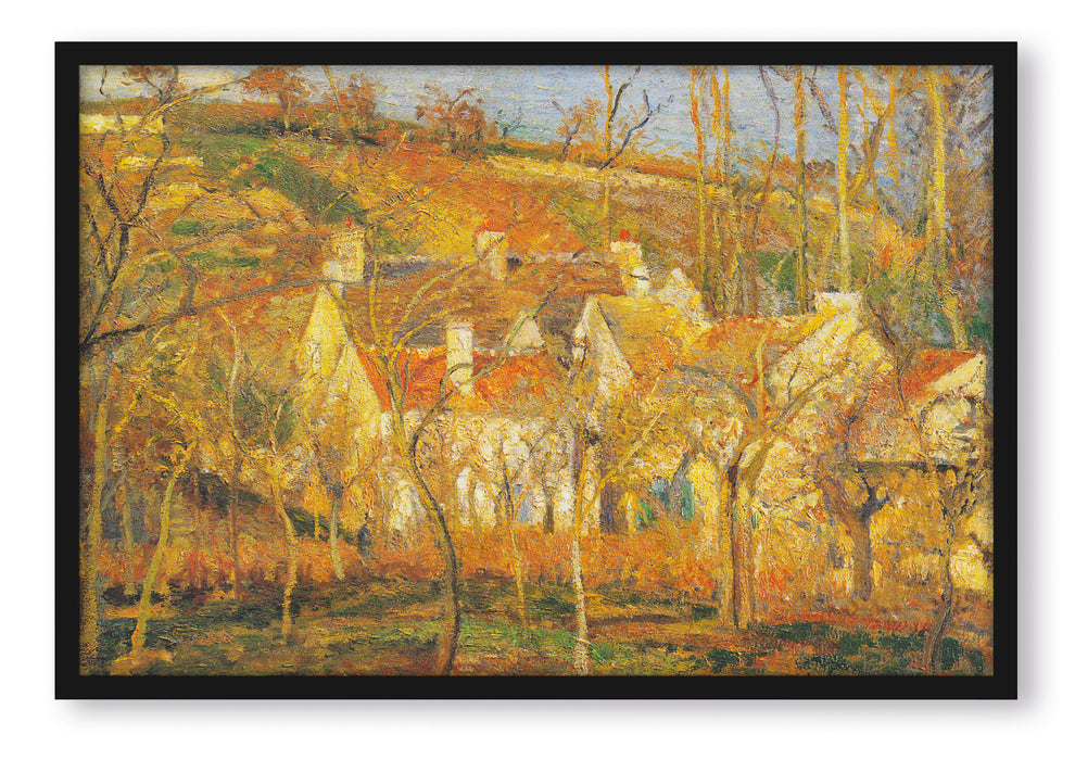 Pixxprint Camille Pissarro - Les toits rouges coin de village, Poster mit Bilderrahmen