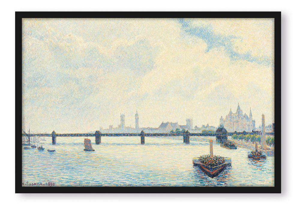 Pixxprint Camille Pissarro - Charing Cross Bridge London , Poster mit Bilderrahmen