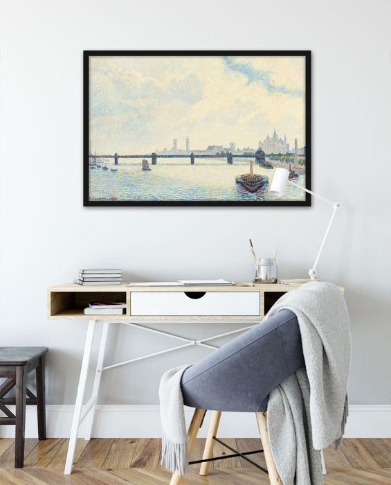 Camille Pissarro - Charing Cross Bridge London , Poster mit Bilderrahmen