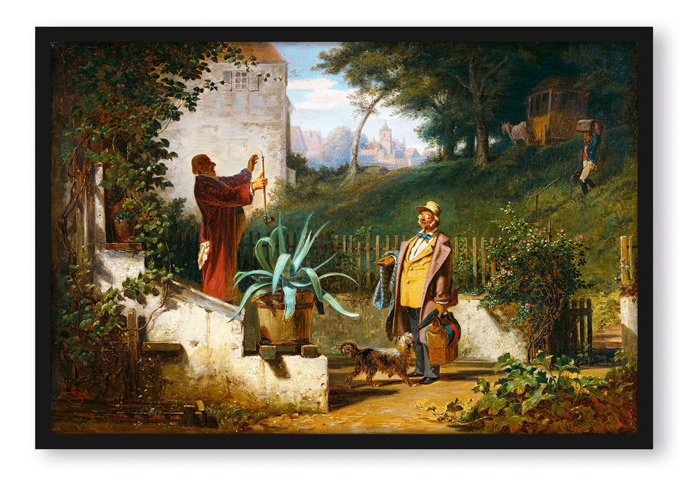 Pixxprint Carl Spitzweg - Jugendfreunde , Poster mit Bilderrahmen