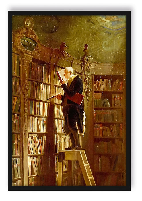 Carl Spitzweg - Der Bücherwurm , Poster mit Bilderrahmen