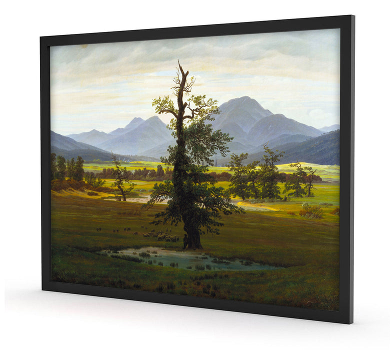 Caspar David Friedrich - Der einsame Baum, Poster mit Bilderrahmen
