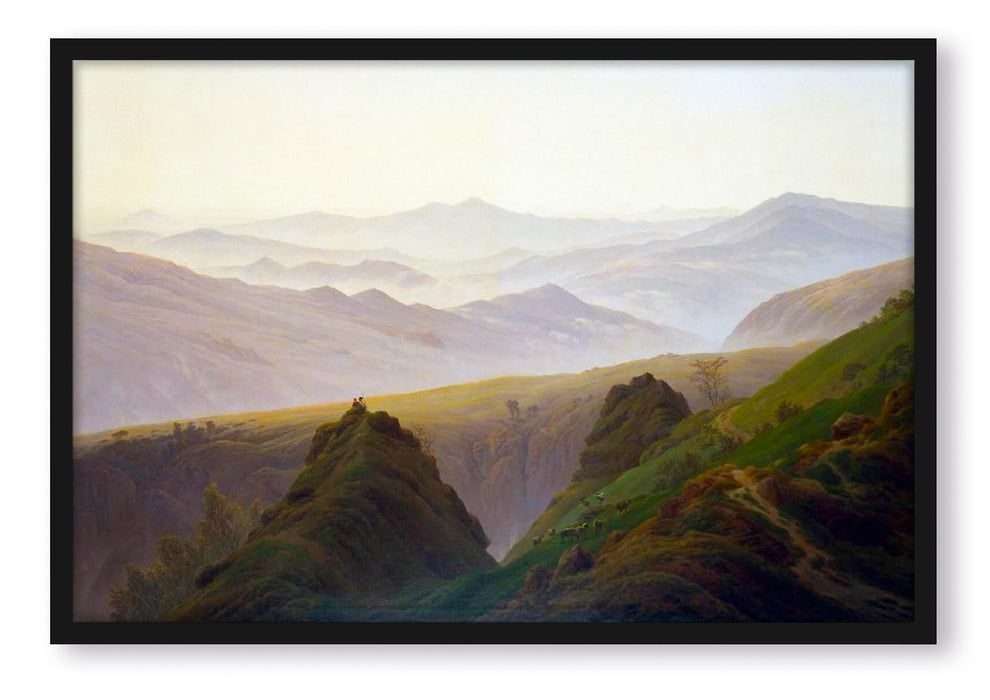 Pixxprint Caspar David Friedrich - Morgens in den Bergen, Poster mit Bilderrahmen