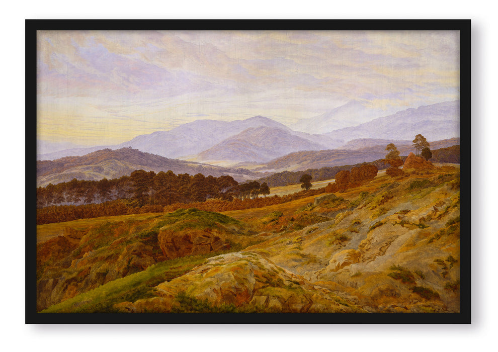 Pixxprint Caspar David Friedrich - Berg im Riesengebirge , Poster mit Bilderrahmen