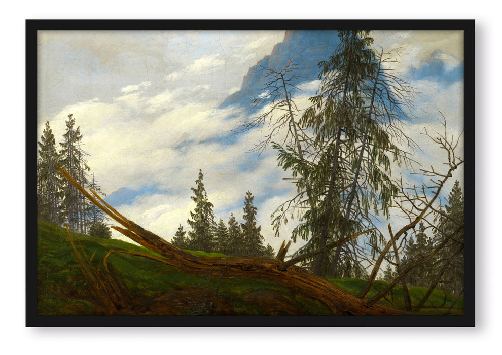 Caspar David Friedrich - Berggipfel mit ziehenden Wolke, Poster mit Bilderrahmen