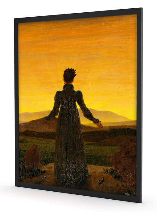 Caspar David Friedrich - Frau vor untergehender Sonne, Poster mit Bilderrahmen