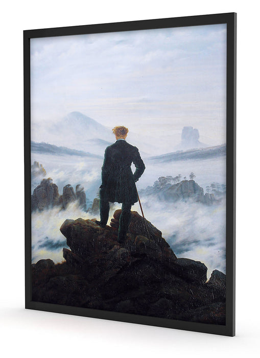 Caspar David Friedrich - Wanderer über dem Nebelmeer, Poster mit Bilderrahmen
