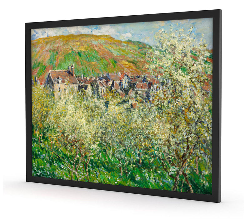 Claude Monet - Blühende Pflaumenbäume , Poster mit Bilderrahmen