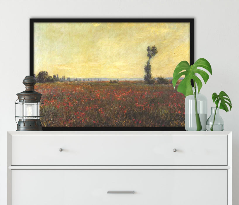 Claude Monet - Mohnfeld I, Poster mit Bilderrahmen