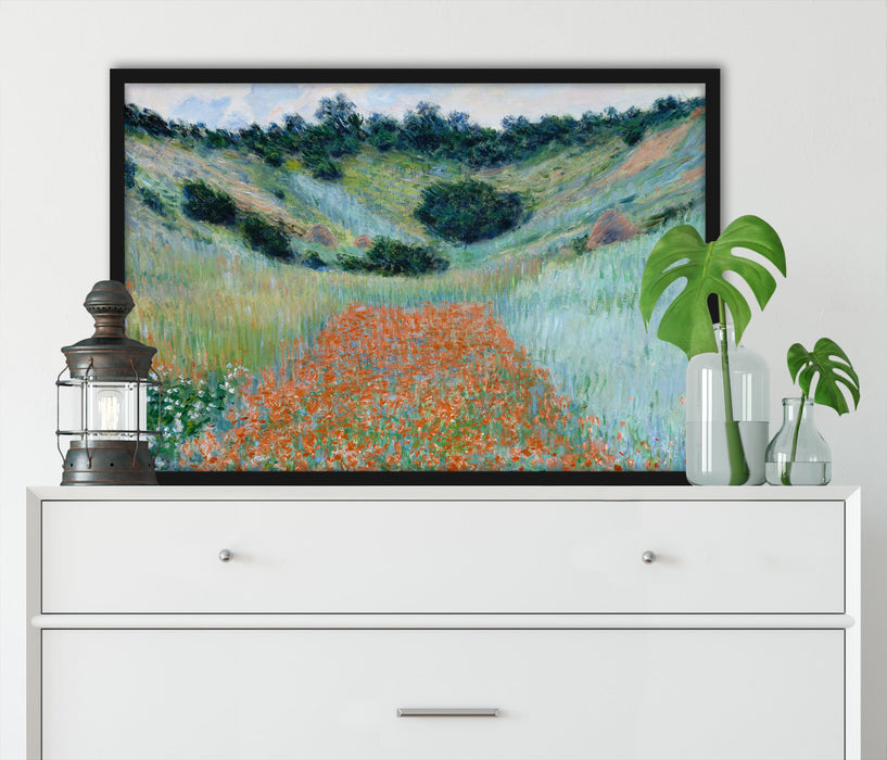 Claude Monet - Mohnfeld bei Giverny , Poster mit Bilderrahmen