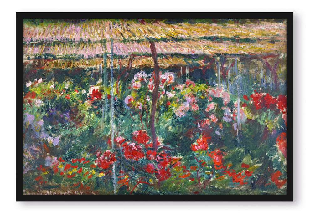 Claude Monet - Pfingstrosen-Garten , Poster mit Bilderrahmen