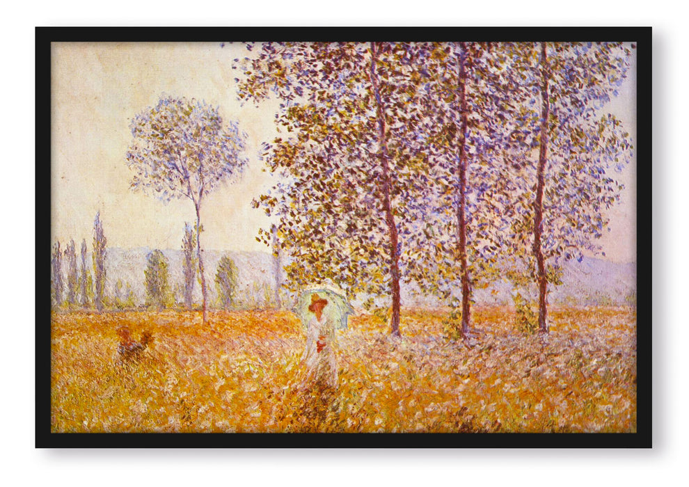 Claude Monet - Pappeln im Sonnenlicht , Poster mit Bilderrahmen
