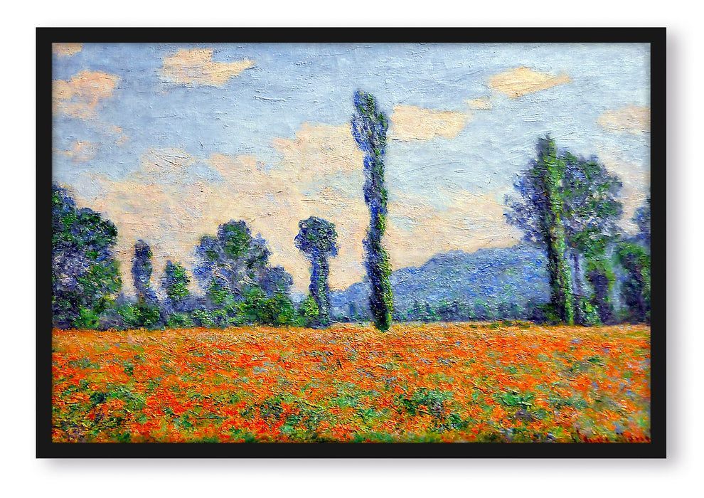Pixxprint Claude Monet - Mohnfeld Giverny , Poster mit Bilderrahmen