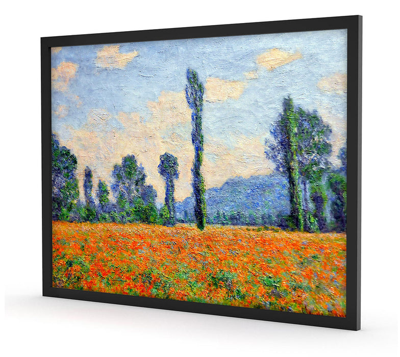 Claude Monet - Mohnfeld Giverny , Poster mit Bilderrahmen