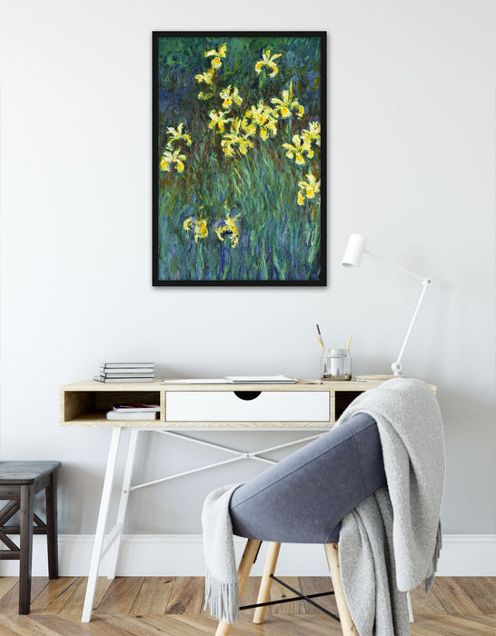 Claude Monet - Gelbe Schwertlilien , Poster mit Bilderrahmen