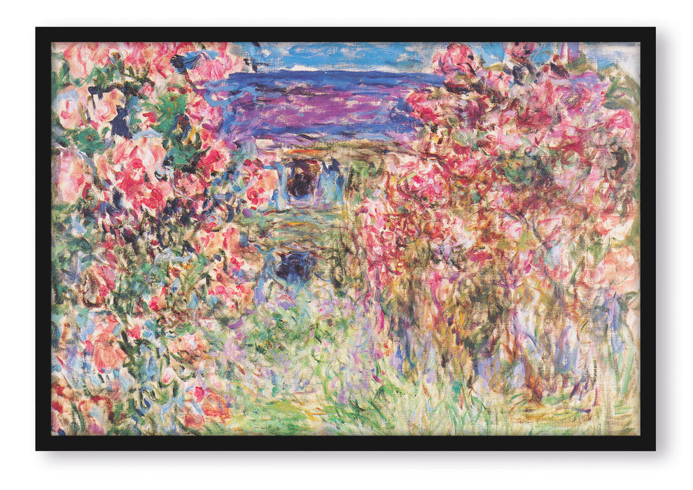 Claude Monet - Das Haus in den Rosen , Poster mit Bilderrahmen