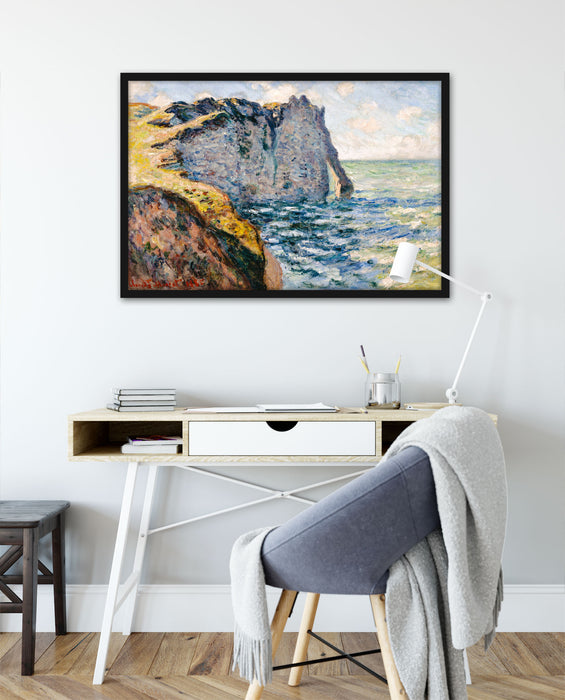 Claude Monet - Die Klippe von Aval Étrétat , Poster mit Bilderrahmen