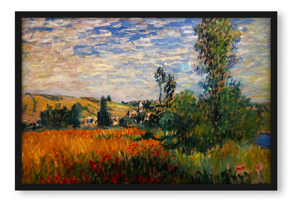 Pixxprint Claude Monet - Weg durch die Mohnfelder Ile Saint-Mart, Poster mit Bilderrahmen
