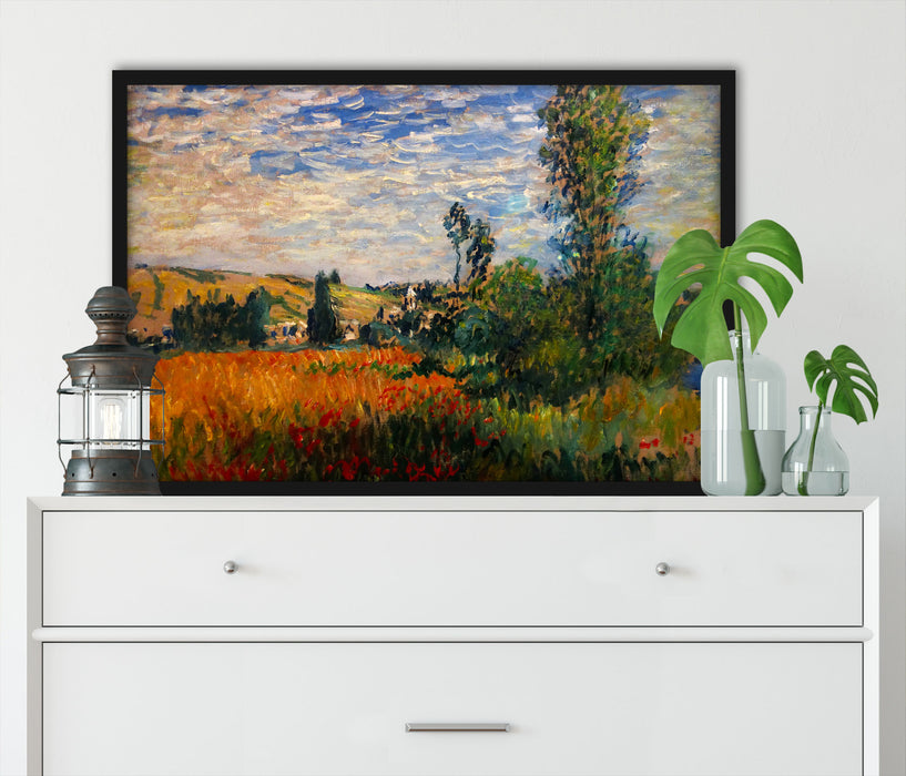 Claude Monet - Weg durch die Mohnfelder Ile Saint-Mart, Poster mit Bilderrahmen
