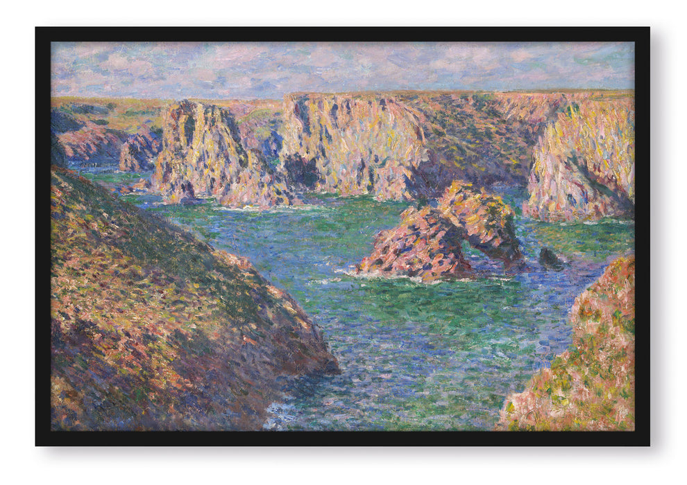 Pixxprint Claude Monet - Der Felsen von Guibel, Poster mit Bilderrahmen