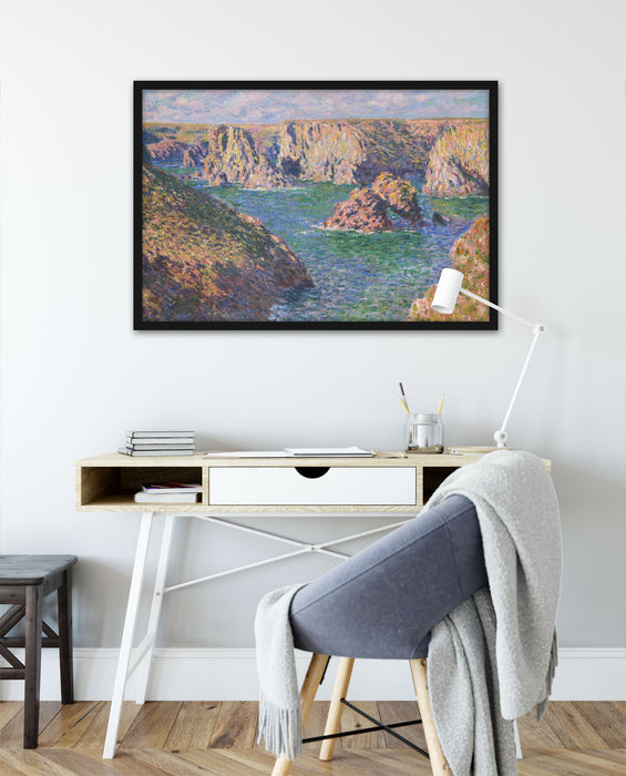 Claude Monet - Der Felsen von Guibel, Poster mit Bilderrahmen