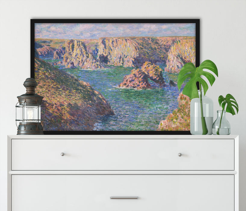 Claude Monet - Der Felsen von Guibel, Poster mit Bilderrahmen