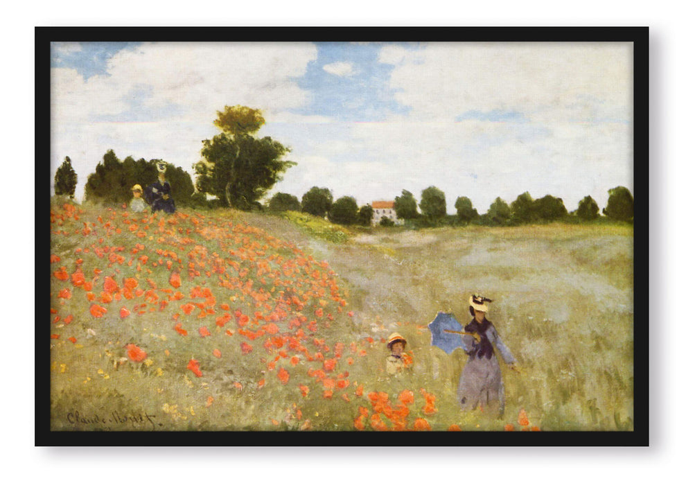 Claude Monet - Mohnfeld II, Poster mit Bilderrahmen