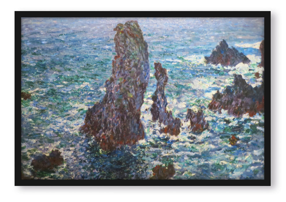 Pixxprint Claude Monet - Felsen bei Belle-Ile, Poster mit Bilderrahmen