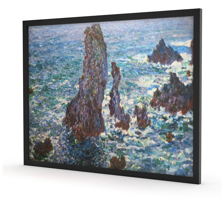 Claude Monet - Felsen bei Belle-Ile, Poster mit Bilderrahmen