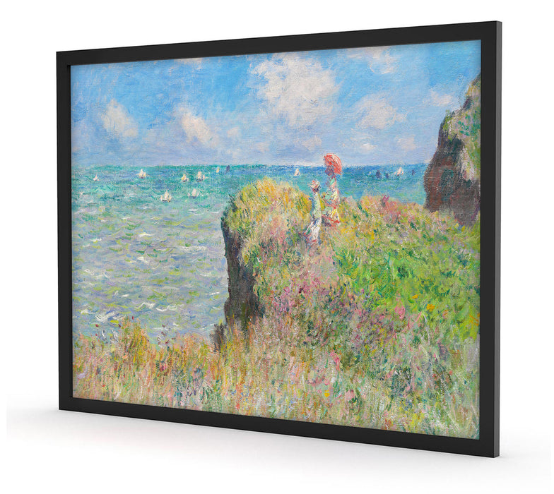 Claude Monet - Spaziergang auf Klippen-Ebene bei Pourvi, Poster mit Bilderrahmen