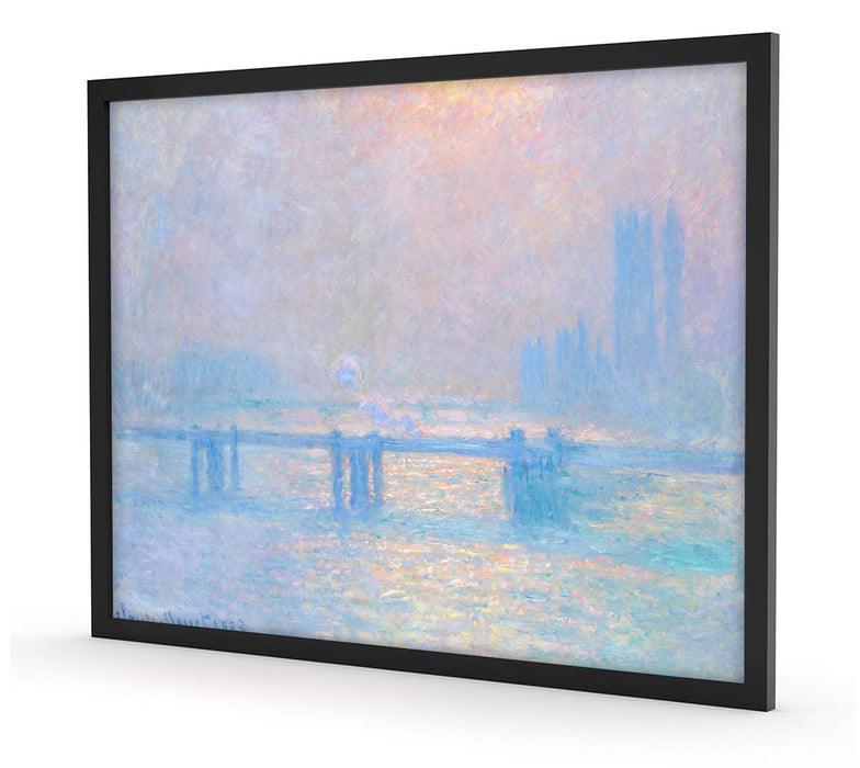 Claude Monet - Le Soleil sur la Tamise à Londres broui, Poster mit Bilderrahmen