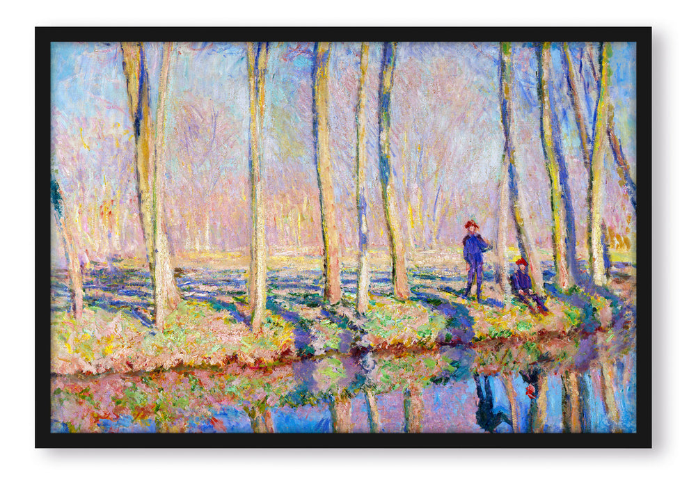 Pixxprint Claude Monet - Pierre Hoschede und Michel Monet am Ufer, Poster mit Bilderrahmen