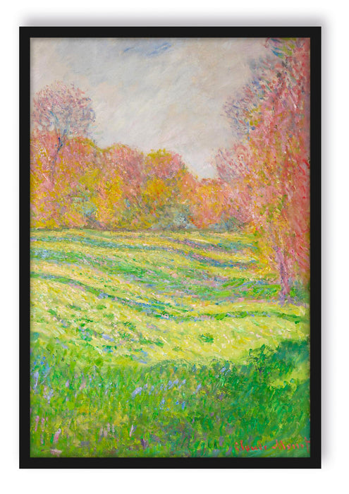Pixxprint Claude Monet - Wiese in Giverny, Poster mit Bilderrahmen