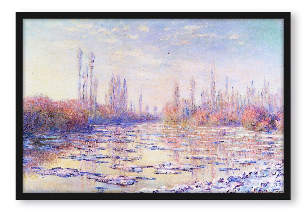 Pixxprint Claude Monet - Eisgang auf der Seine , Poster mit Bilderrahmen
