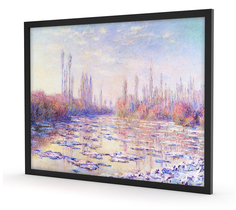 Claude Monet - Eisgang auf der Seine , Poster mit Bilderrahmen