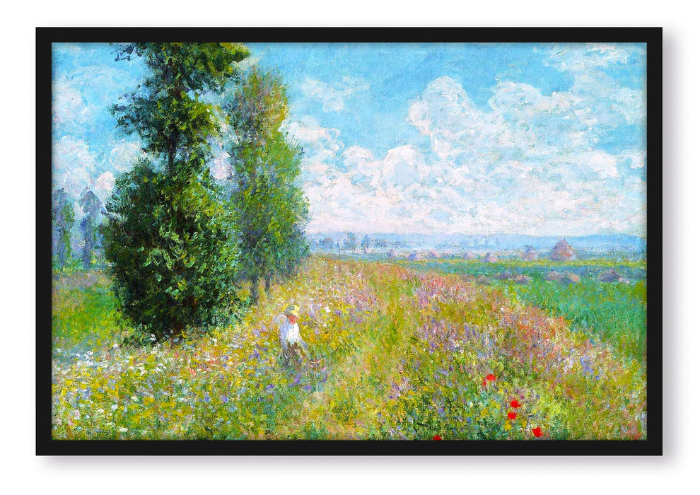 Claude Monet - Wiese mit Pappeln, Poster mit Bilderrahmen