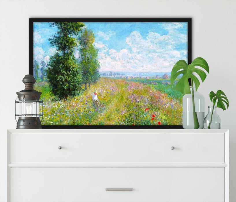 Claude Monet - Wiese mit Pappeln, Poster mit Bilderrahmen