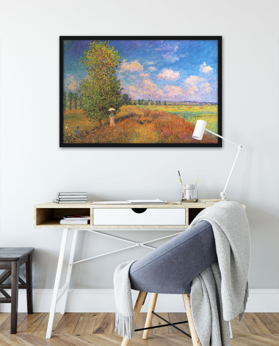 Claude Monet - Mohnfeld im Sommer, Poster mit Bilderrahmen