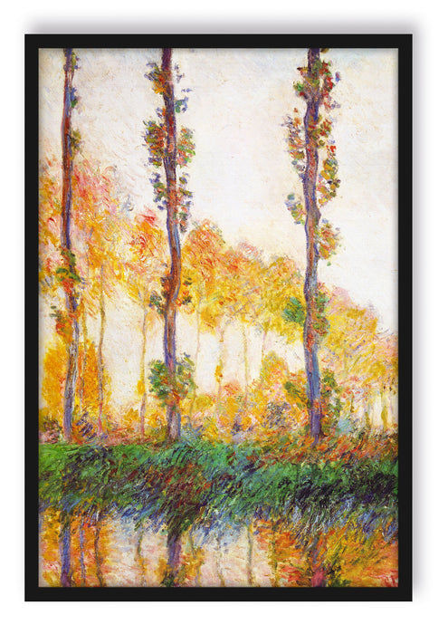 Pixxprint Claude Monet - Pappeln im Herbst , Poster mit Bilderrahmen