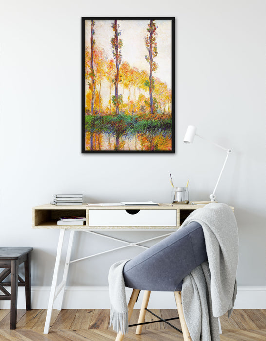 Claude Monet - Pappeln im Herbst , Poster mit Bilderrahmen