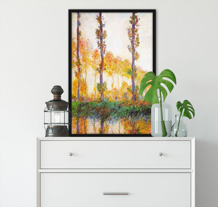 Claude Monet - Pappeln im Herbst , Poster mit Bilderrahmen