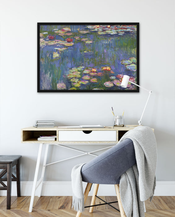 Claude Monet - Seerosen  V, Poster mit Bilderrahmen
