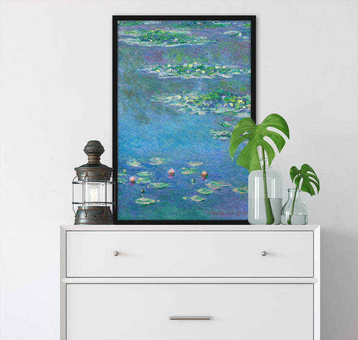 Claude Monet - Seerosen  IX, Poster mit Bilderrahmen