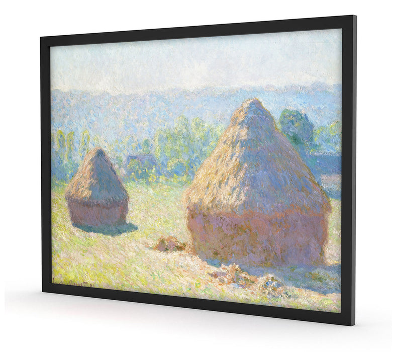 Claude Monet - Heuschober Sommerende , Poster mit Bilderrahmen