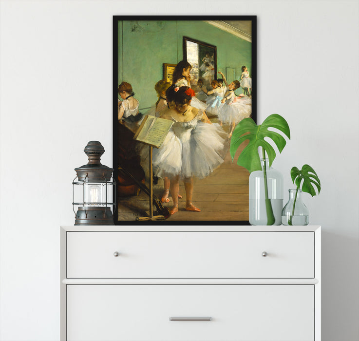 Edgar Degas - Die Tanzstunde , Poster mit Bilderrahmen
