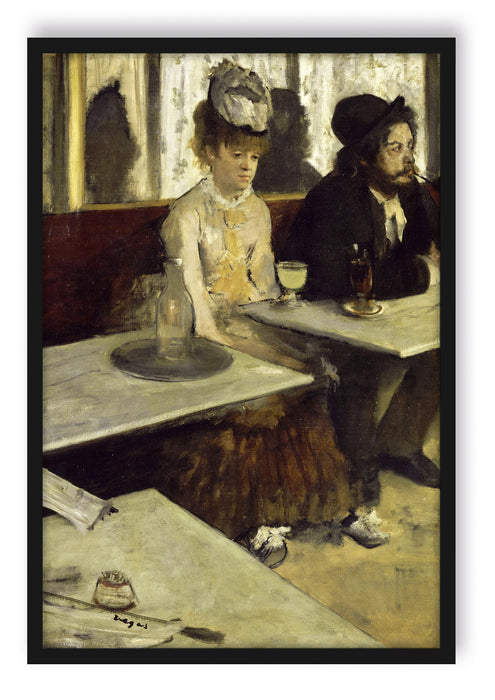 Pixxprint Edgar Degas - In eine Café , Poster mit Bilderrahmen