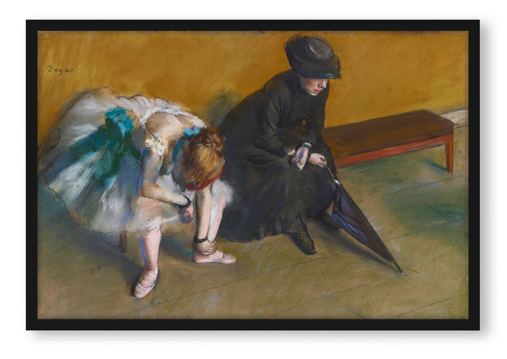 Pixxprint Edgar Degas - Warten, Poster mit Bilderrahmen
